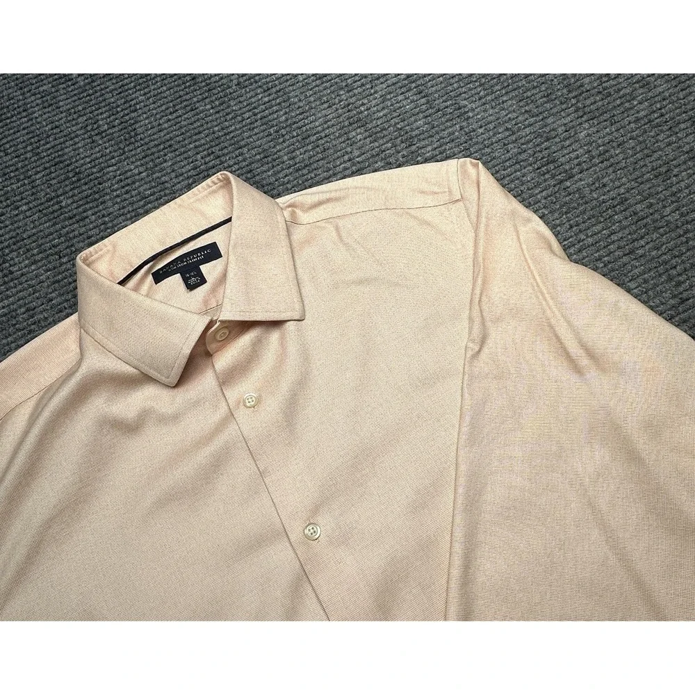 Banana Republic Dress‎ Shirt Mens 16.5 Pink Non Iron Slim Fit Long Sleeve Check